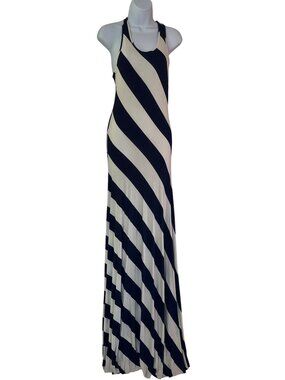 Striped Navy & White Racerback Maxi Dress 61i